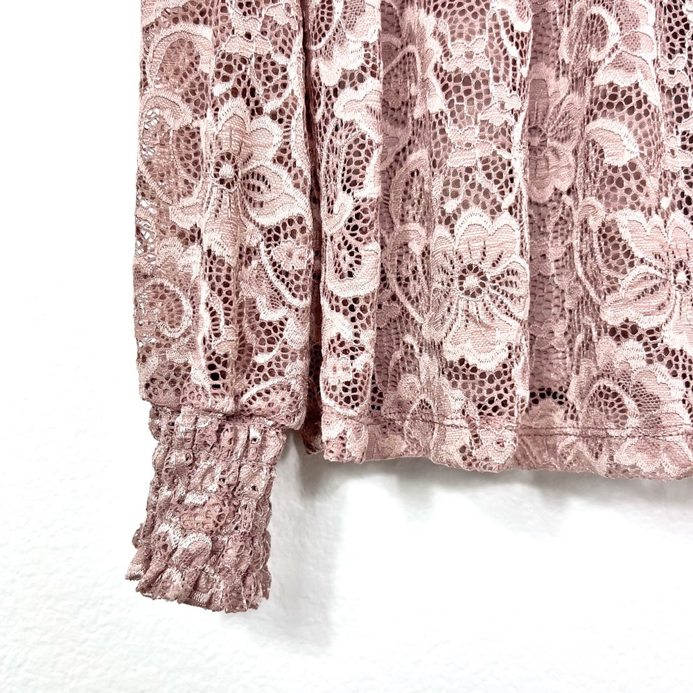 NEW Cable & Gauge Long Sleeve Lace Top LG Pink/Mauve NWT - Picture 5 of 11